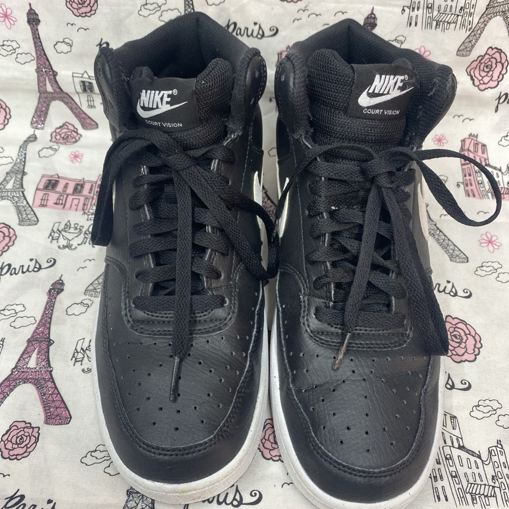 Nike COURT VISION MID Basketball Sneakers Black White DN3577 001 Men's 8.5